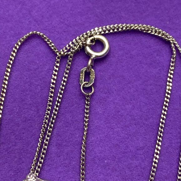 💛 10K White Gold Blue Topaz and 0.005cttw Diamond Heart Necklace - Picture 5 of 9